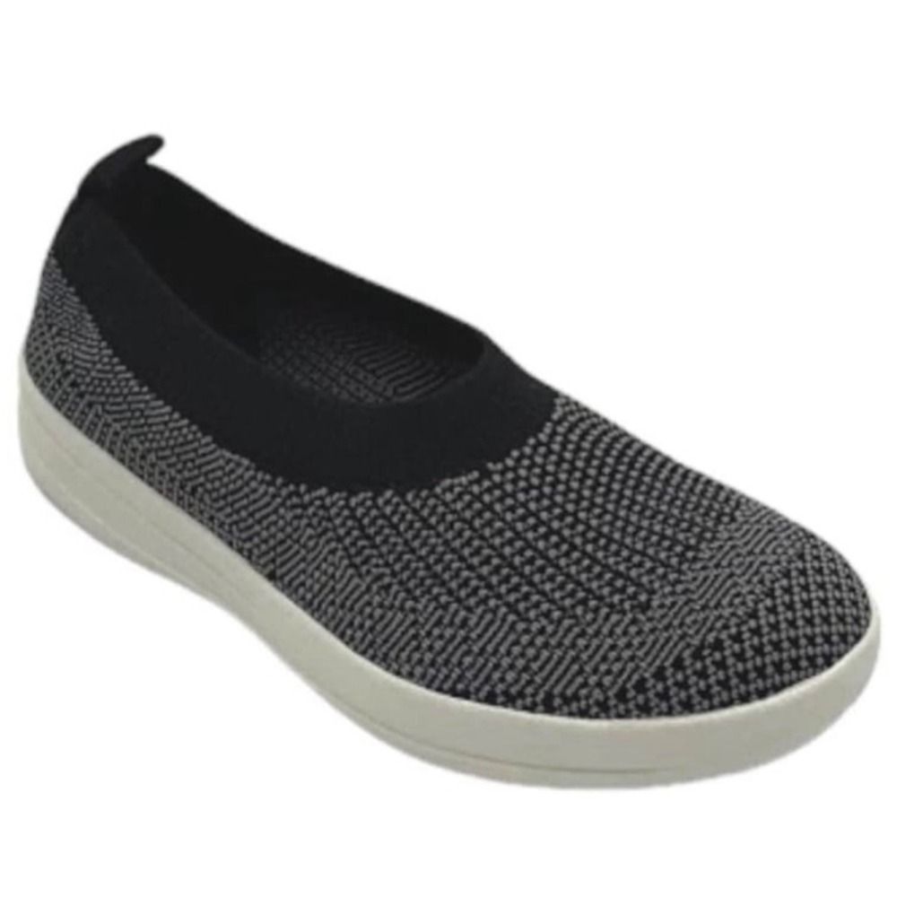 FitFlop UBERKNIT Slip On Ballet Flat Charcoal/Black size 9
